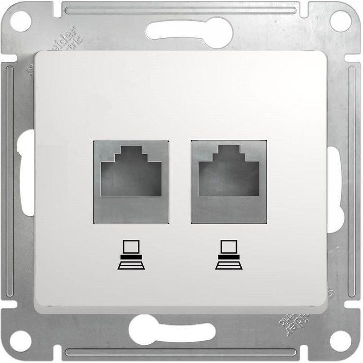 Розетка двойная компьютерная белый Schneider Electric Glossa - фото 1 - id-p212427254