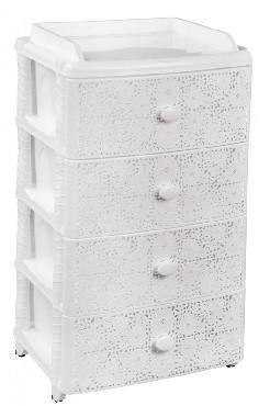 Пластиковый комод тумба Альтернатива М6791 4 секции белый пластмассовый с выдвижными ящиками - фото 1 - id-p188582428