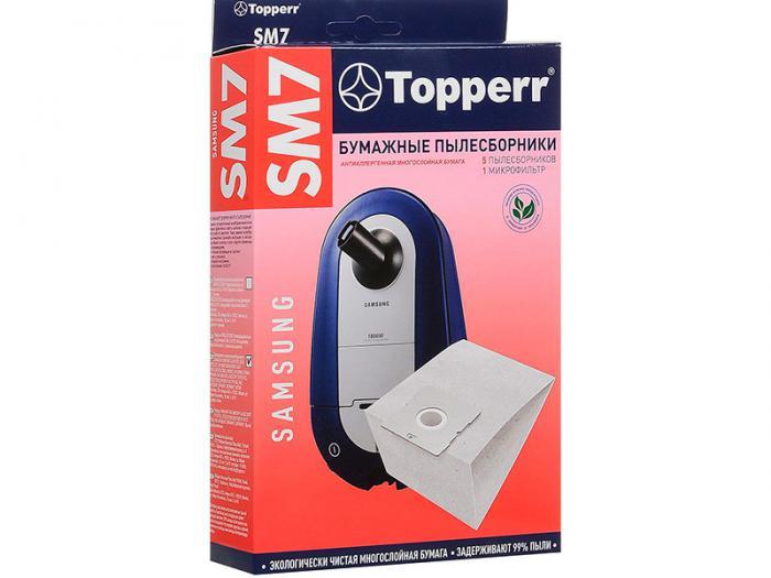 Пылесборники бумажные Topperr SM 7 5шт + микрофильтр для Samsung - фото 1 - id-p211960923