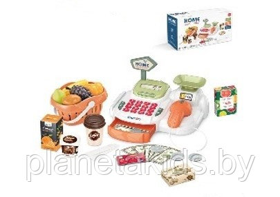 Набор игрушечная касса с весами, сканером, продуктами (свет, звук), кассовый аппарат арт. 668-118 - фото 2 - id-p212435967