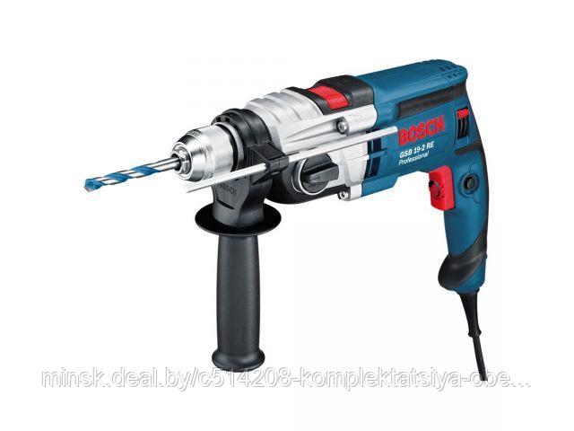 Дрель ударная BOSCH GSB 19-2 RE в чем. (850 Вт, патрон БЗП, 2 скор.) - фото 1 - id-p212440296