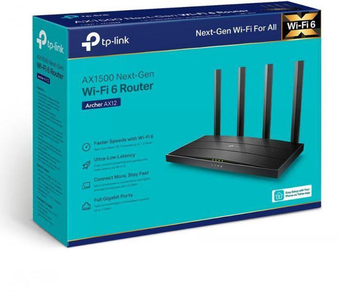 Wi-Fi роутер TP-LINK Archer AX12, AX1500, черный - фото 3 - id-p211721551