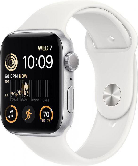 Смарт-часы Apple Watch SE 2022 A2723, 44мм, серебристый / белый [mnk23zp/a] - фото 1 - id-p211203953