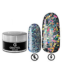 Grattol Гель со светоотражающим крупным глиттером Gel Crystal Bright, 15 мл, 05