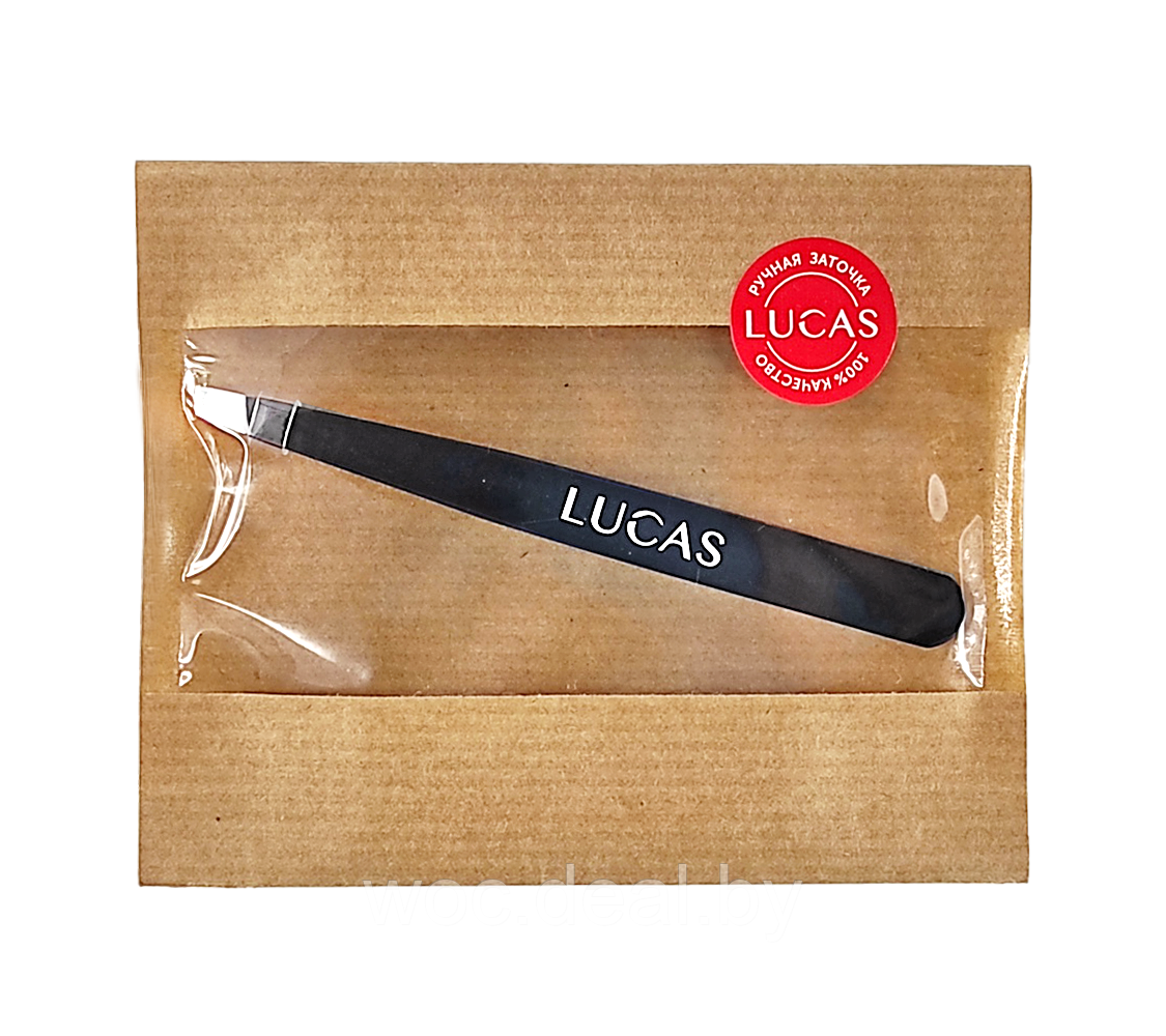 Lucas Cosmetics Пинцет для бровей с ручной заточкой со скошенными кончиками Lucas - фото 1 - id-p212443958