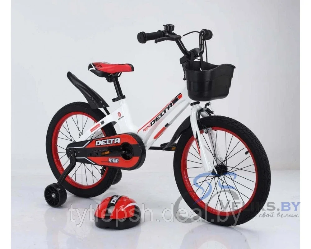 Велосипед детский Delta Prestige 16" + шлем 2020 (белый/красный/черный) - фото 2 - id-p212464628