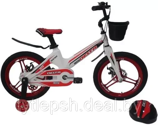 Велосипед детский Delta Prestige 16" + шлем 2020 (белый/красный/черный) - фото 1 - id-p212464628