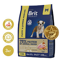 Сухой корм для щенков средних пород Brit Premium Dog Puppy and Junior Medium (курица) 3 кг (5049929)