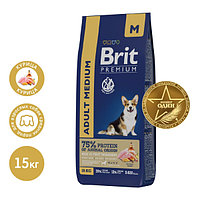 Сухой корм для собак средних пород Brit Premium Dog Adult Medium (курица) 15 кг (5049967)