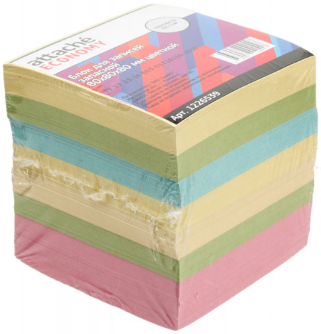 Блок бумаги для заметок «Куб» Attache Economy 80*80*80 мм, непроклеенный, 5 цветов - фото 1 - id-p211410717