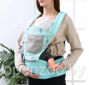 Хипсит - кенгуру Aiebao с сетчатым карманом / Рюкзак - кенгуру слинг для переноски малыша от 0 месяцев - фото 1 - id-p212056812