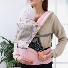 Хипсит - кенгуру Aiebao с сетчатым карманом / Рюкзак - кенгуру слинг для переноски малыша от 0 месяцев - фото 1 - id-p212515976