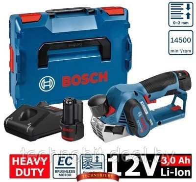 Рубанок аккумуляторный Bosch GHO 12V-20 (06015A7001) 2 акк. 3 А/ч, L-Boxx - фото 1 - id-p212520807