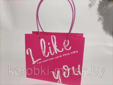 Ваза- сумочка "I LIKE YOU" 30*13*25 см прямоугольный, Розовый - фото 1 - id-p212527449