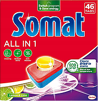 Средство для мытья посуды в посудомоечных машинах Somat All in 1 Lemon & Lime" 46 шт.