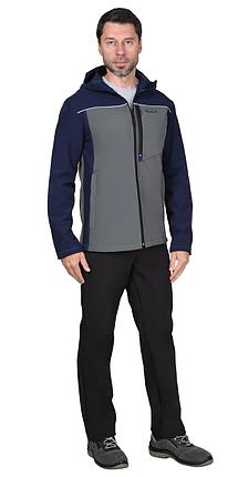 Куртка СИРИУС-СПРИНТЕР СОФТ удлиненная, серая с синим, фото 2
