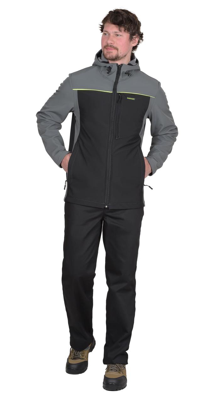 Куртка СИРИУС-СПРИНТЕР СОФТ удлиненная, черная с серым - фото 1 - id-p212571514