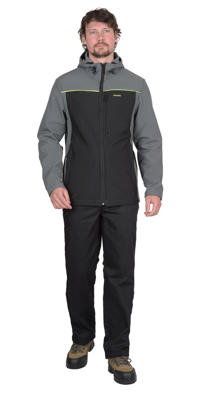 Куртка СИРИУС-СПРИНТЕР СОФТ удлиненная, черная с серым - фото 2 - id-p212571514