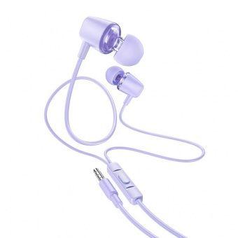 Наушники с микрофоном HOCO M107 (1.2м) Пурпурный - фото 1 - id-p210577790