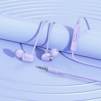 Наушники с микрофоном HOCO M107 (1.2м) Пурпурный - фото 2 - id-p210577790