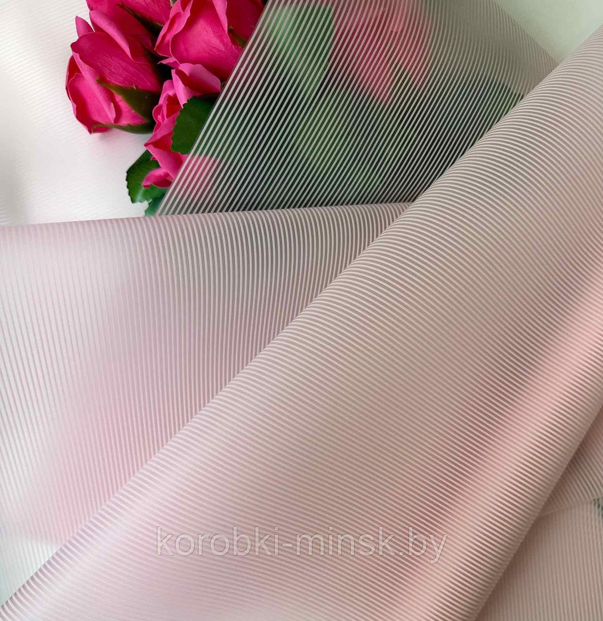 Пленка флористическая Нежные полосы 50мкм, 58см*10м, нежно-розовый
