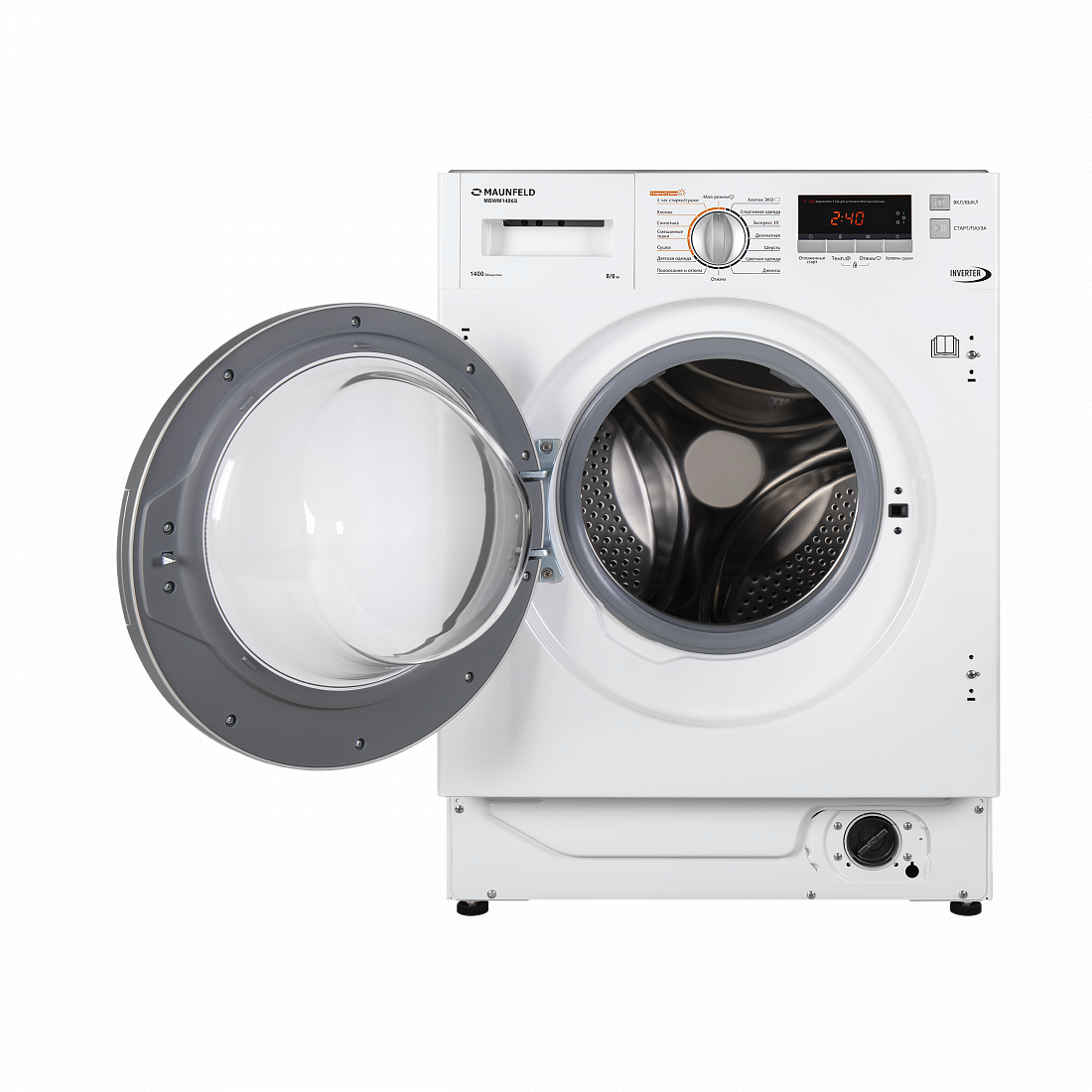 Встраиваемая стиральная машина с сушкой и инвертором MAUNFELD MBWM1486S - фото 2 - id-p212654397