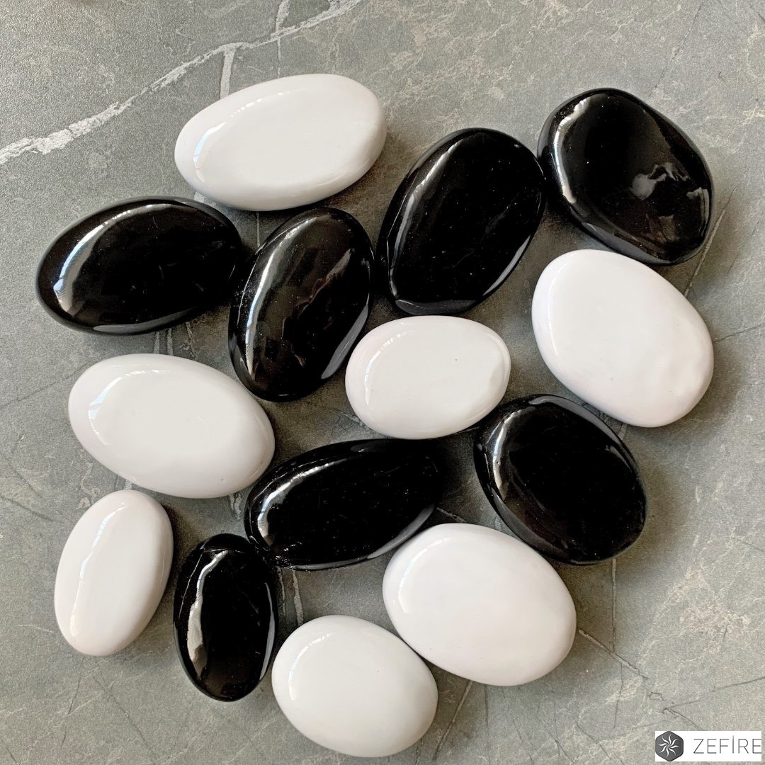 Декоративные керамические камни ZeFire микс черные и белые - 14 шт - фото 1 - id-p212667107