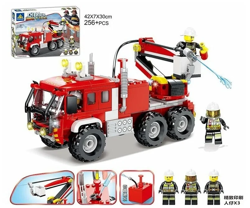Конструктор "Пожарная машина с подъемным механизмом" 256 деталей, фото 1