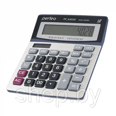 Калькулятор Perfeo PF_A4028, 12-разрядный, серебристый - фото 1 - id-p212672042