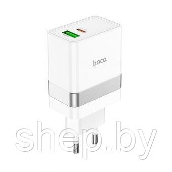 Сетевое зарядное устройство Hoco N21 (USB + Type-C 30W), цвет: белый - фото 1 - id-p212672292