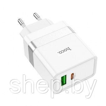 Сетевое зарядное устройство Hoco N21 (USB + Type-C 30W), цвет: белый - фото 3 - id-p212672292