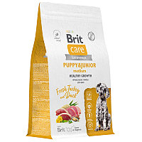 Brit Care Dog Puppy&Junior M Healthy Growth (индейка, утка), 3 кг