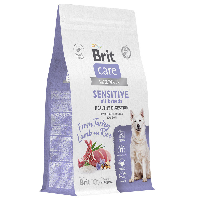 Brit Care Dog Adult Sensitive Healthy Digestion (индейка, ягненок), 1,5 кг - фото 1 - id-p212674074
