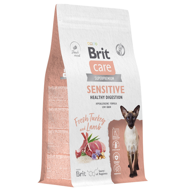 Brit Care Cat Sensitive Healthy Digestion (индейка, ягненок), 1,5 кг - фото 1 - id-p212674080