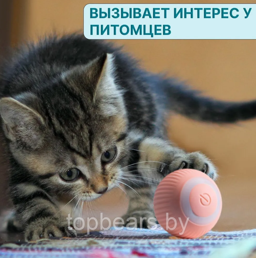 Интерактивная игрушка шарик - дразнилка для кошек и собак Smart rotating ball (2 режима работы) / Умный мяч / - фото 6 - id-p212674151