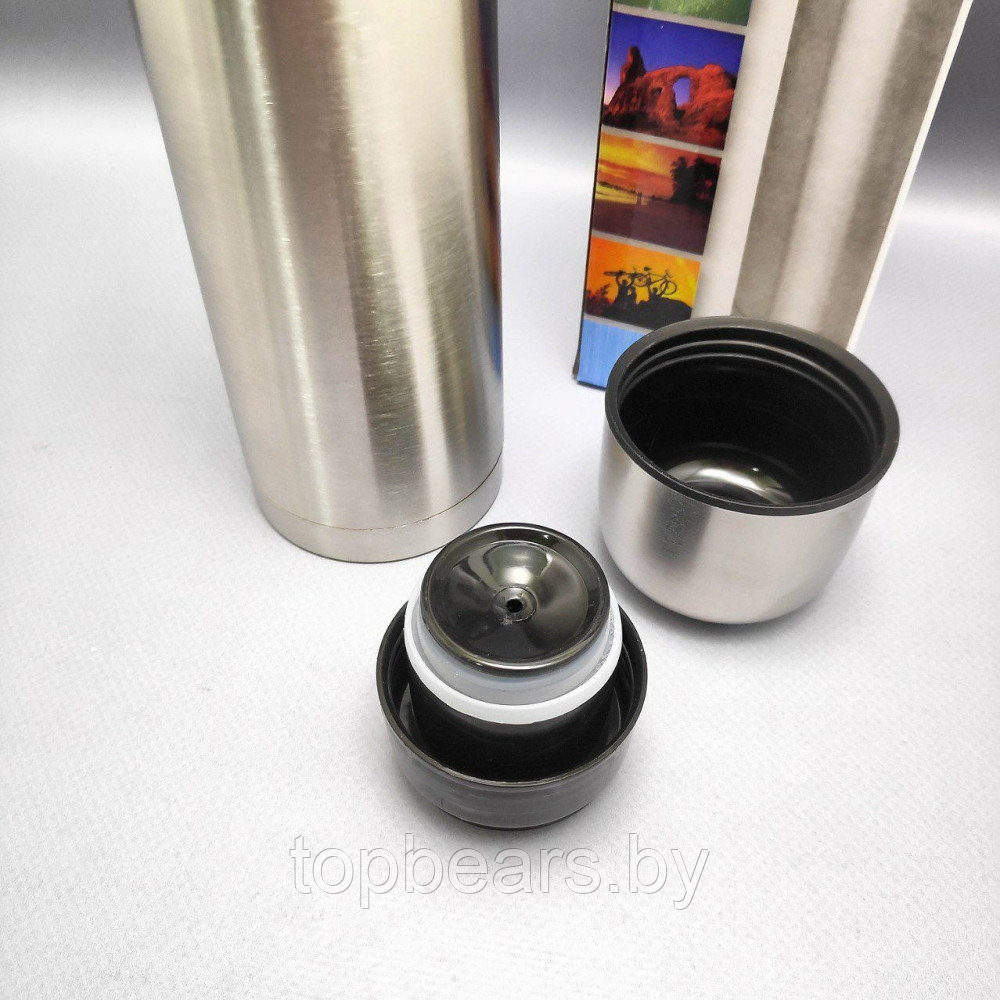 Термос Double Wall Stainless steel flask 500 ml (тепло/холод, нержавеющая сталь, чашка- крышка, клапан) - фото 8 - id-p212674156