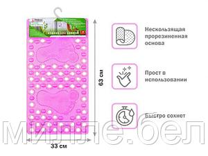 Коврик для ванной, прямоугольный, 63х33 см, розовый, PERFECTO LINEA