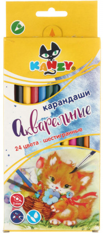 Карандаши цветные акварельные Kanzy «Мой друг котенок» 24 цвета - фото 2 - id-p212679035