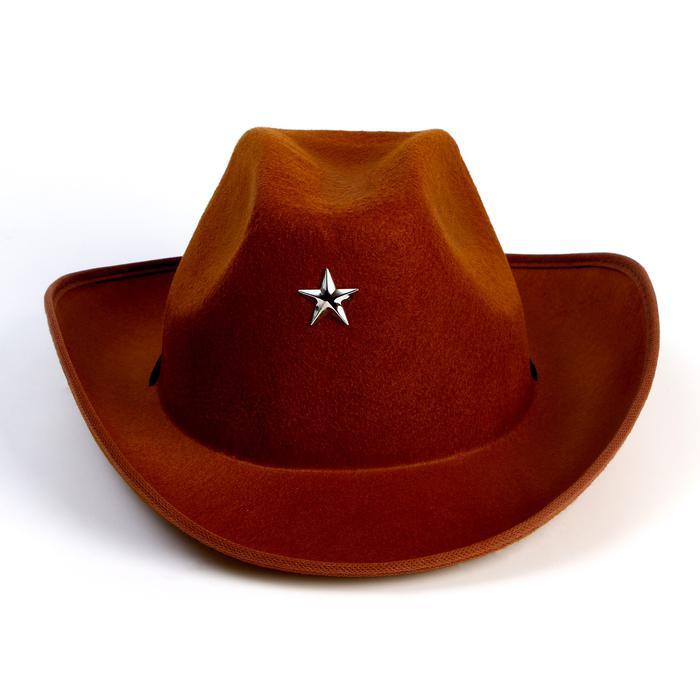 Карнавальная шляпа «Шериф», детская, на резинке, р-р. 52-54, цвет коричневый - фото 2 - id-p212050344
