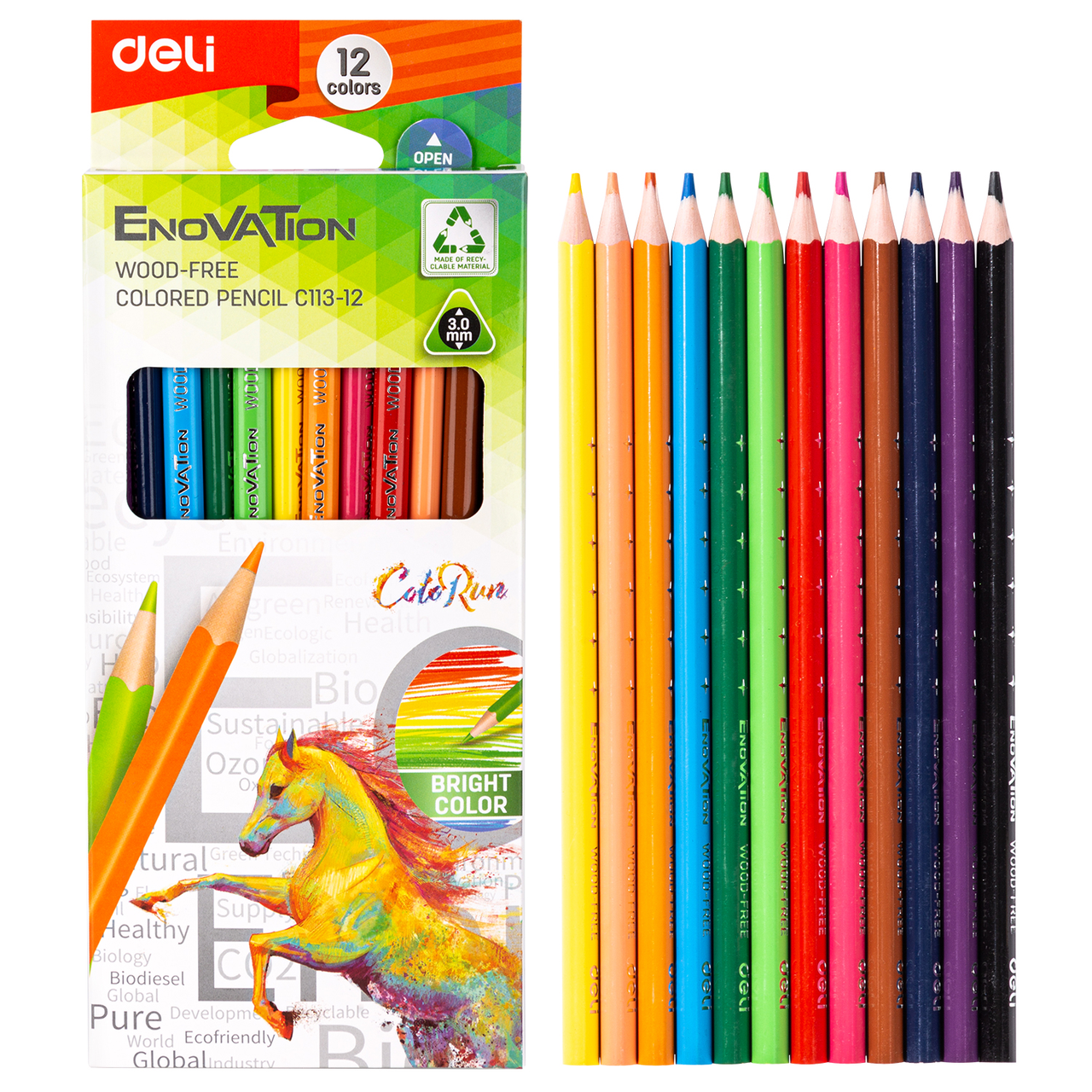 Карандаши цветные DELI EMOTION пластиковые трёхгранные 12 цветов (Цена с НДС) - фото 1 - id-p99349520
