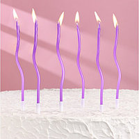 Свечи для торта витые Серпантин 6 шт, фиолетовые, 11 см 7597551