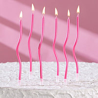 Свечи для торта витые Серпантин 6 шт, розовый блик, 11 см 7597550