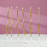 Свечи для торта Серпантин 6шт, коктейльные, золото 5541528
