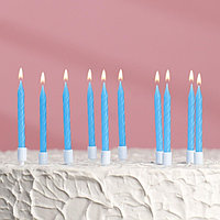 Свечи для торта Неон, 10 шт, синие, 7 см 3119578