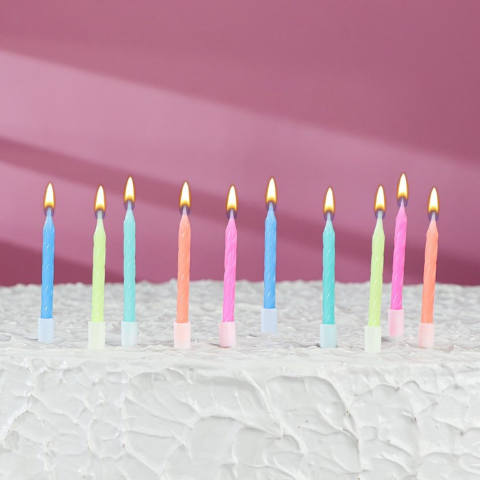 Свечи для торта Неон, 10шт, 7см асортим. 3119580 - фото 1 - id-p212685788