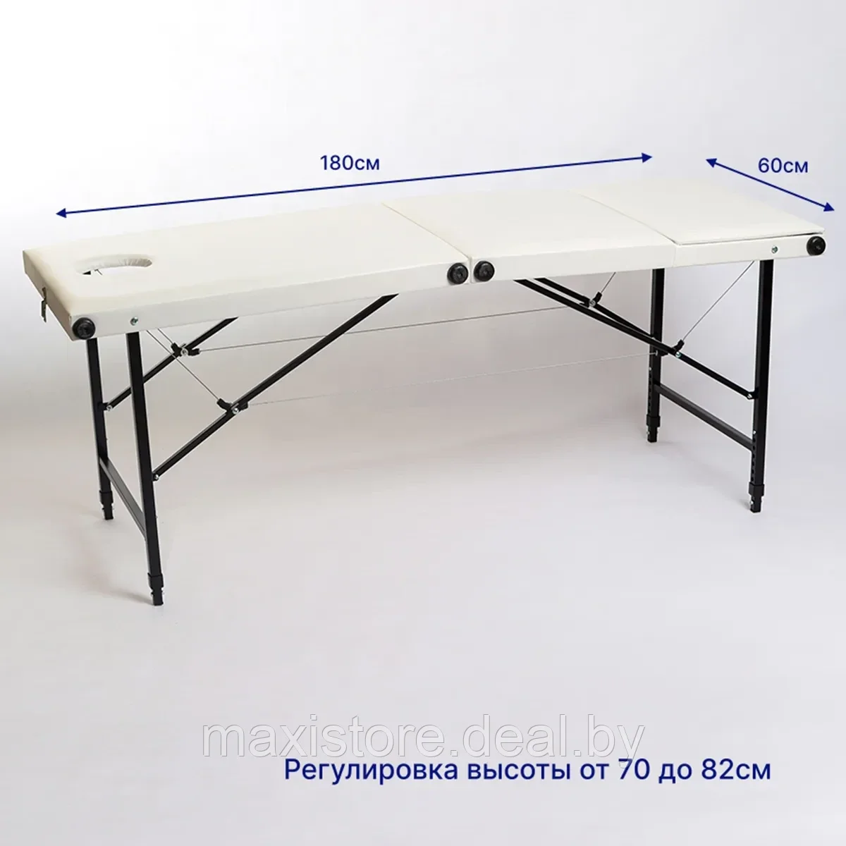 Массажный стол 3-х секционный 180х60хРВ подушка в подарок Белый - фото 5 - id-p212694724