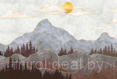 Фотообои листовые Vimala Рисованные горы коричневые - фото 1 - id-p212701064