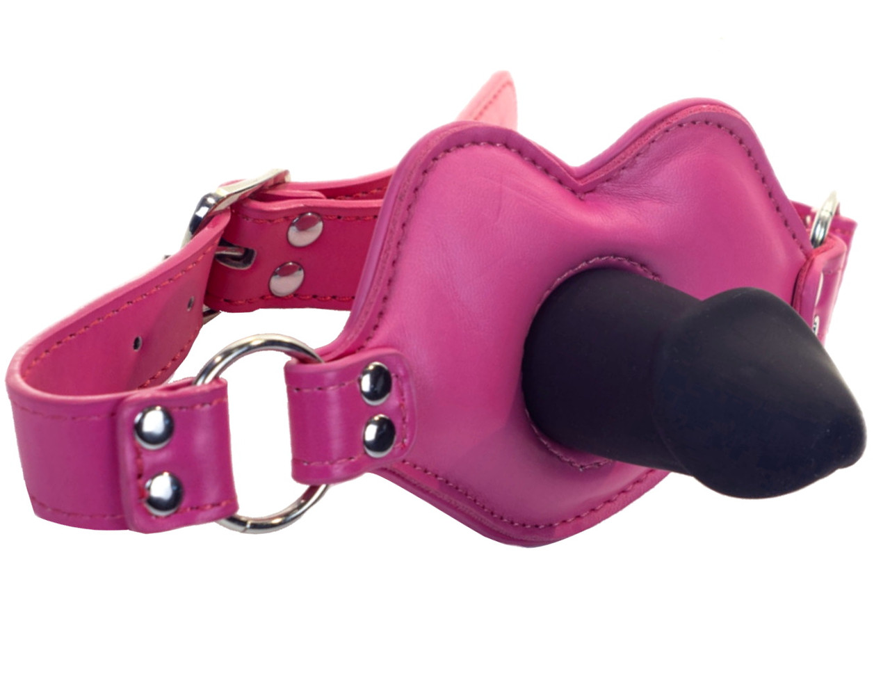 Силиконовый кляп-фаллос на розовом ремне в виде губ - фото 1 - id-p212701885