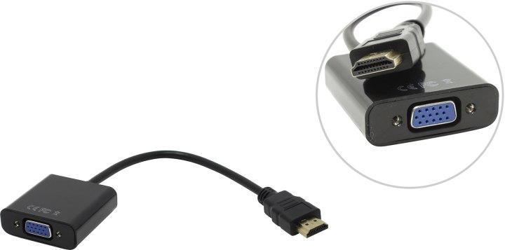 ORIENT Кабель-адаптер C050, HDMI M - VGA 15F, для подкл.монитора/проектора к выходу HDMI, длина 0.2 метра - фото 1 - id-p212707152