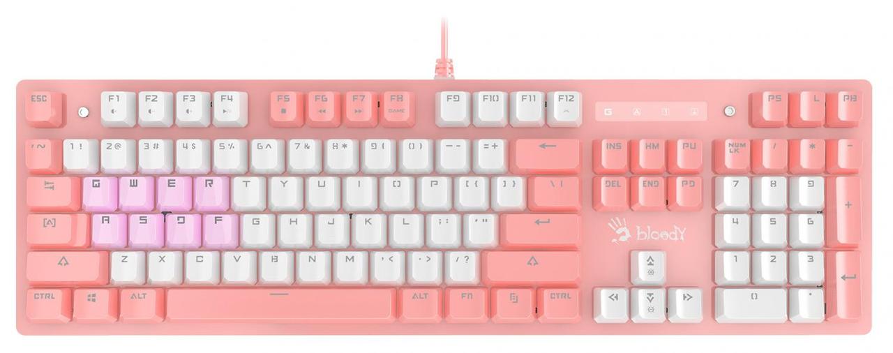 Клавиатура A4Tech Bloody B800 Dual Color механическая розовый/белый USB for gamer LED - фото 1 - id-p212713334